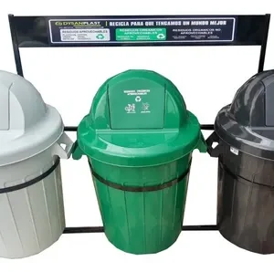 Punto Ecológico De 120lts Estructura 3 Puestos