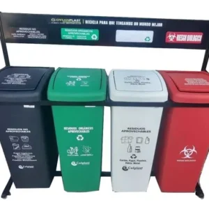Punto Ecológico De 55 Lts 4 Puestos Con Estructura