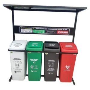 Punto Ecológico De 55 Lts 4 Pts Techo Con Estructura